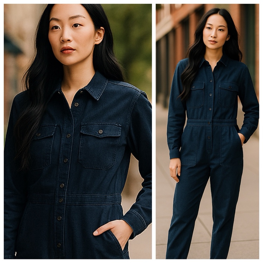NWT OUTERKNOWN Navy Cordouroy S.E.A. Long Sleeve Jumpsuit, size X- Small